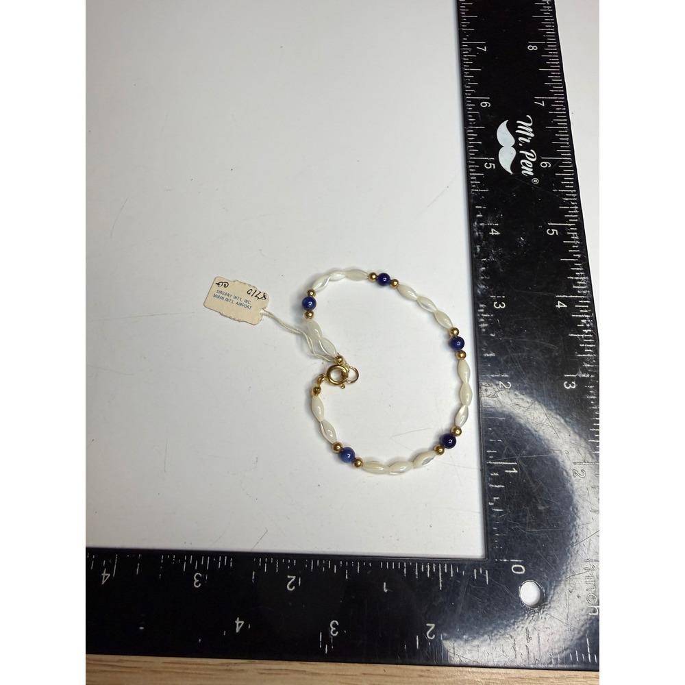 Sirgany International Miami Airport Mother of Pearl Lapis Lazuli Bead Bracelet